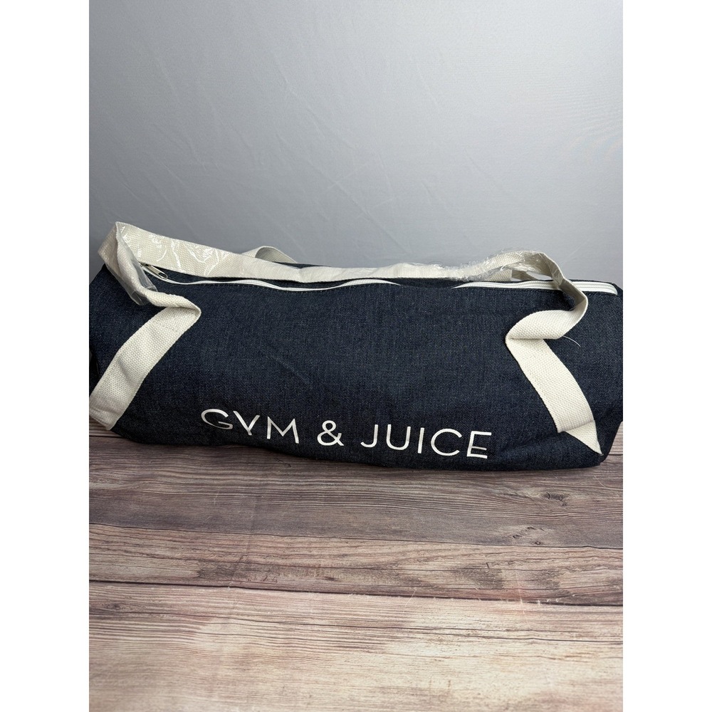 Private Party Gym & Juice Denim Gym Duffel Bag FAB FIT FUN Box, New! - Picture 2 of 4